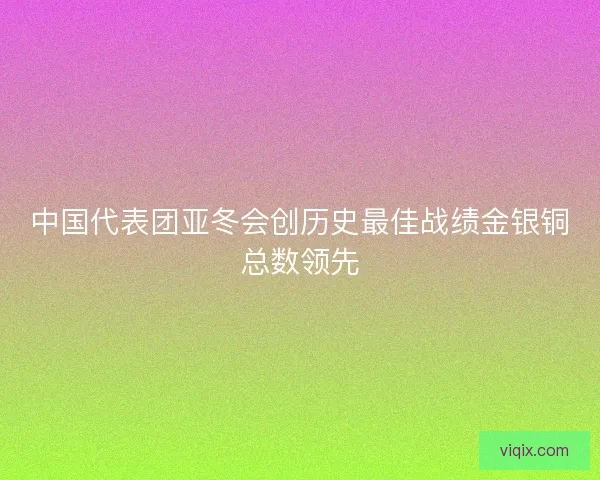 中国代表团亚冬会创历史最佳战绩金银铜总数领先